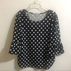 Adorable blue and white polka dot blouse
